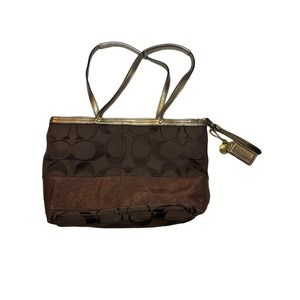 Vintage Coach Signature Logo Stripe Canvas